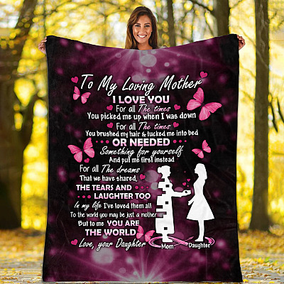 Alternative view of Daughter To My Loving Mother I Love You For All The Times You Picked Me Up Fleece Blanket-Mink Blanket