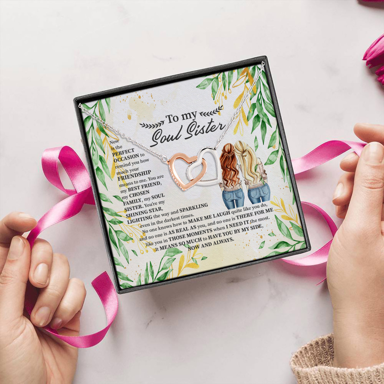 1N.To My Soul SIster (4) Interlocking Hearts Necklace 5