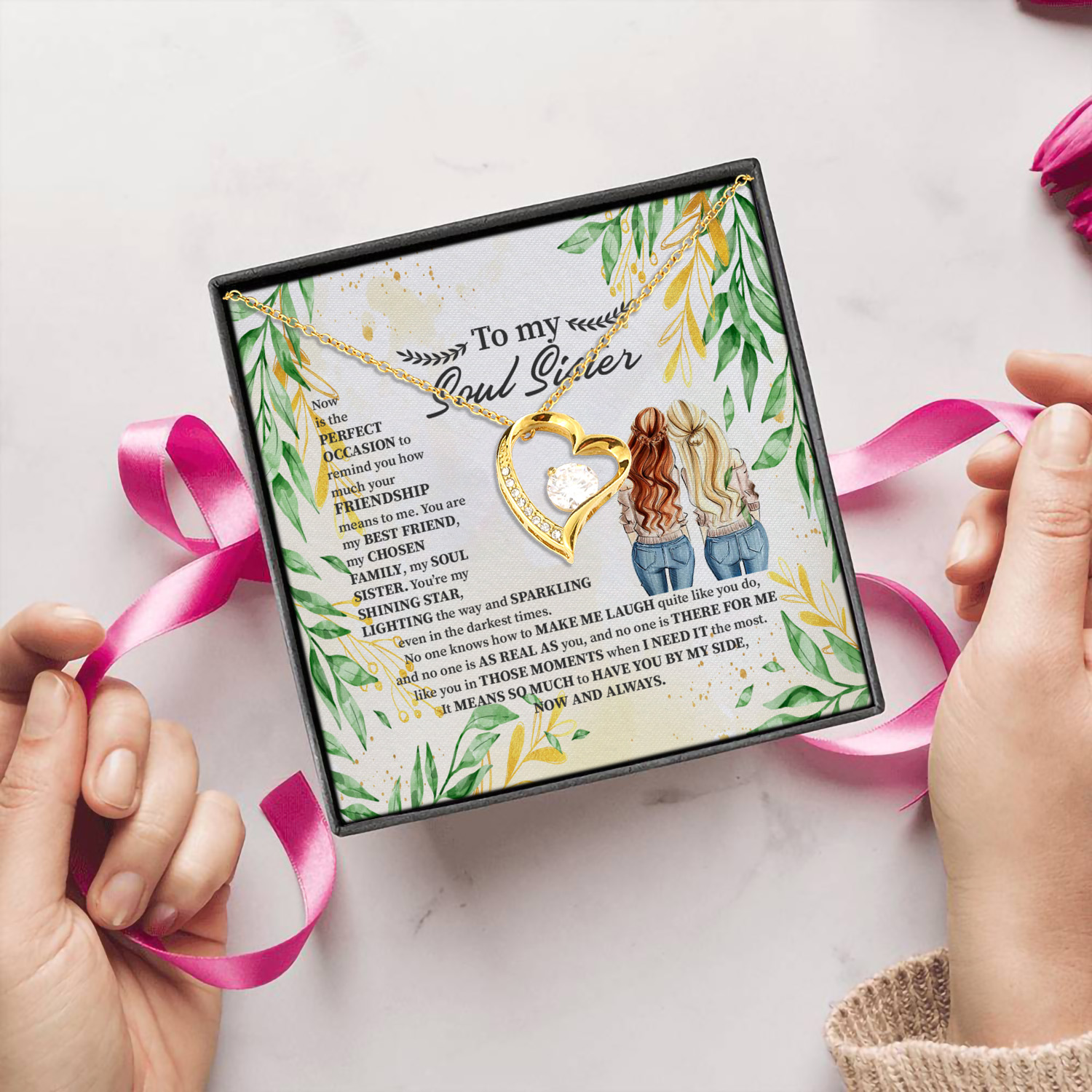 1N.To My Soul SIster (4) Forever Love Necklace (Gold) 5