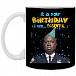It Is You Birthday I Am Ecstatic Coffee Mug - Beer Stein - Water Bottle - Color Changing Mug, Black, 11 oz. White Mug