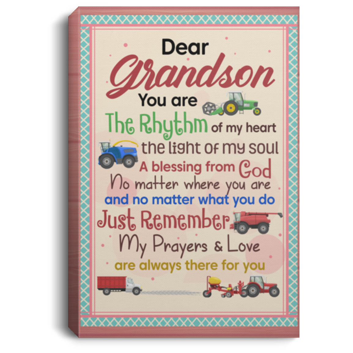 Dear Grandson The Rhythm Of My Heart The Light Construction Trucks Framed Canvas Prints - Unframed Poster, White, 0.75'' Framed Canvas Dear Grandson The Rhythm Of My Heart The Light Construction Trucks Framed Canvas Prints - Unframed Poster, White, 0.75'' Framed Canvas