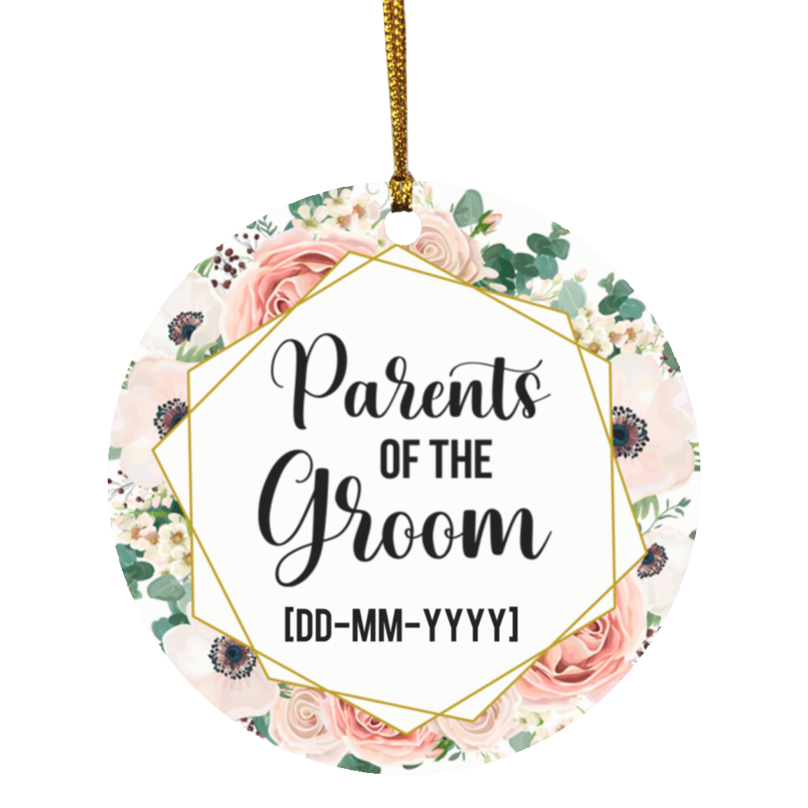 Personalized Parents of the Groom Weeding Gift for Couple Flat Holiday Circle Ornament, White, Circle Ornament Personalized Parents of the Groom Weeding Gift for Couple Flat Holiday Circle Ornament, White, Circle Ornament
