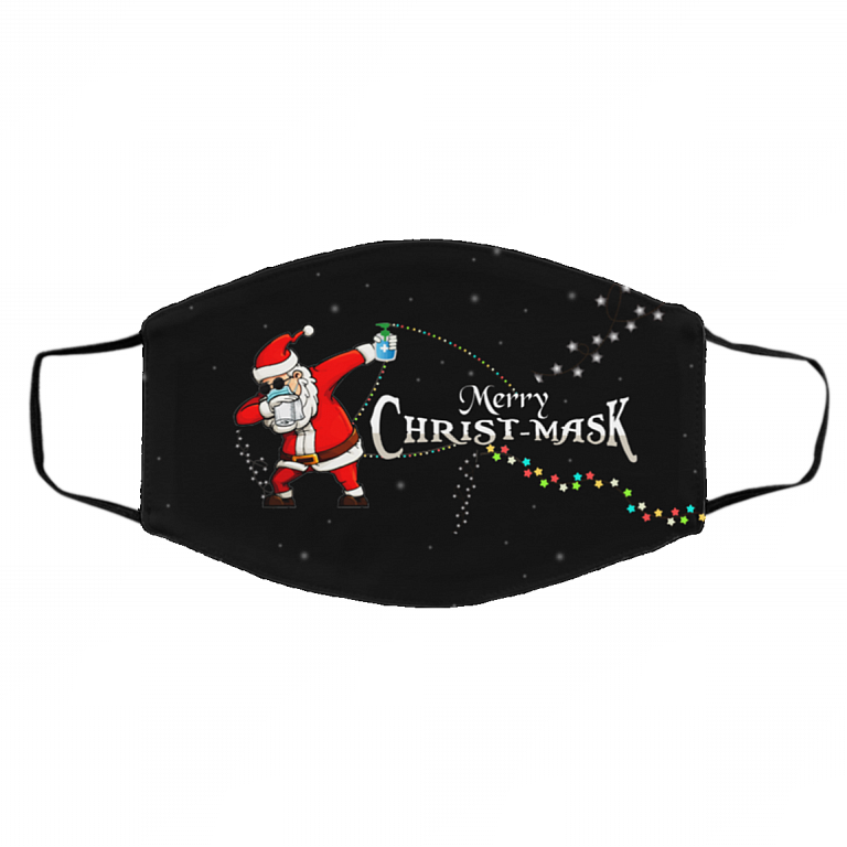 Funny Merry Christ-mask Santa Dabbing Wearing Mask Christmas Washable Reusable Custom Printed Cloth Face Mask Cover, Black, Cloth Face Cover – Medium/Large