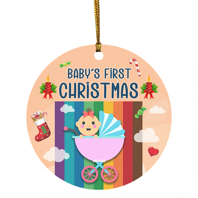 Baby's First Christmas 2020 Christmas Ornament Keepsake - Holiday Flat Circle Ornament, White, Circle Ornament