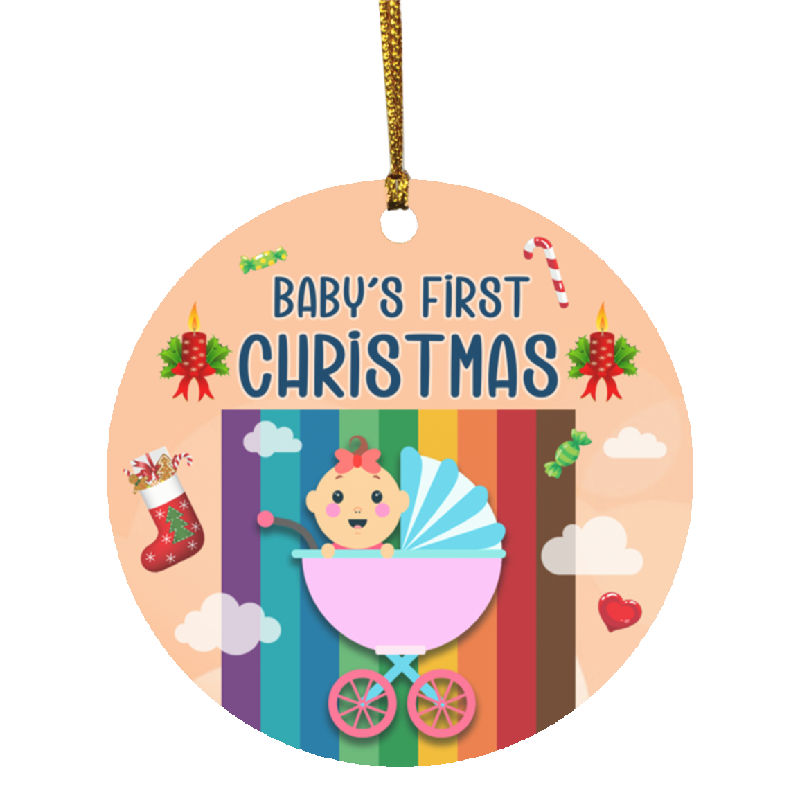 Baby's First Christmas 2020 Christmas Ornament Keepsake - Holiday Flat Circle Ornament, White, Circle Ornament Baby's First Christmas 2020 Christmas Ornament Keepsake - Holiday Flat Circle Ornament, White, Circle Ornament