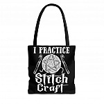 I Practice Stitch Craft Halloween Knit Funny Knitting Gift AOP Tote Bag - Shoulder Bag - Gift For Knitting Lover