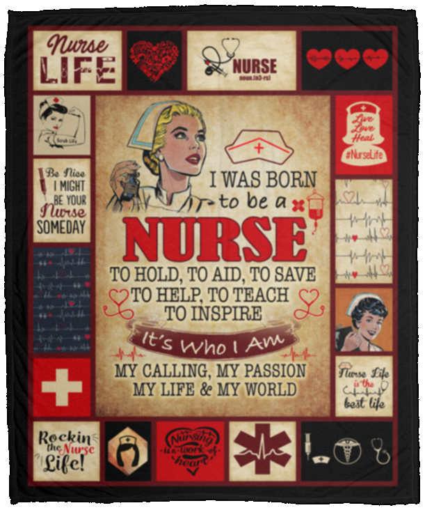 Nurse Gift I Was Born To Be A Nurse To Hold To Aid To Save Fleece Blanket - Mink Sherpa Blanket - Woven Blanket, White, Cozy Plush Fleece Blanket - 50x60 Nurse Gift I Was Born To Be A Nurse To Hold To Aid To Save Fleece Blanket - Mink Sherpa Blanket - Woven Blanket, White, Cozy Plush Fleece Blanket - 50x60