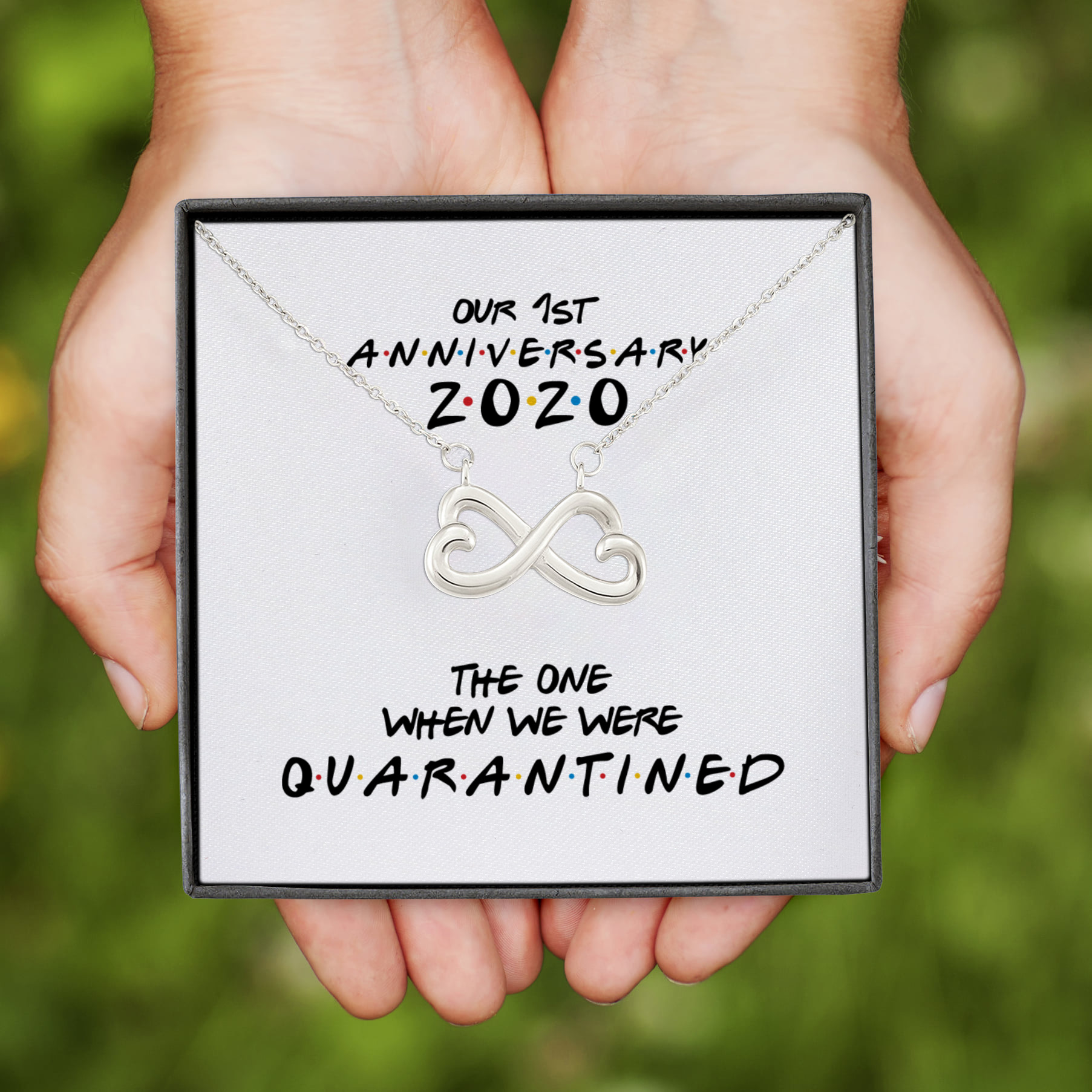 1H. 1st Anniversary (2) Infinity Heart Necklace (Silver)