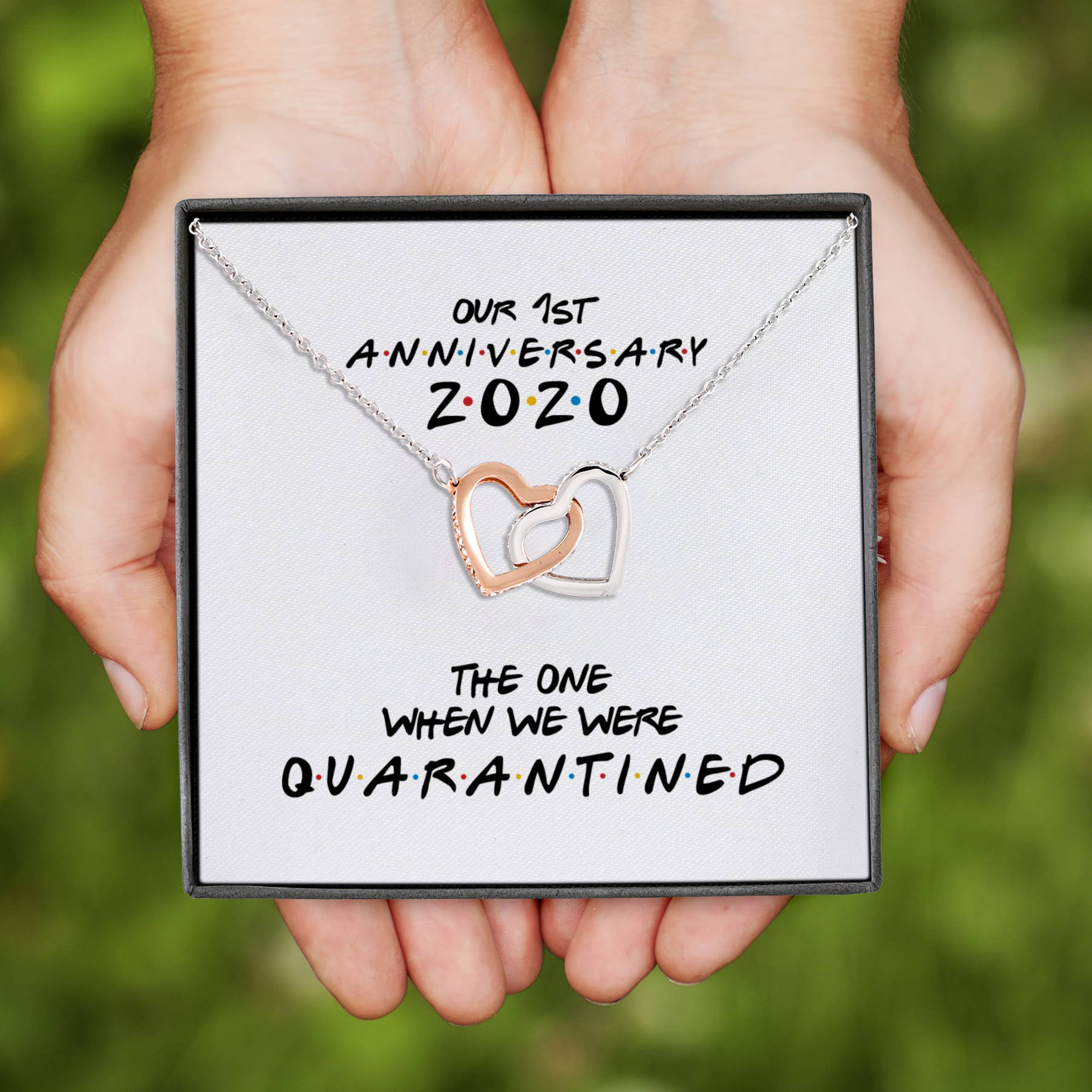 1H. 1st Anniversary (2) Interlocking Hearts Necklace