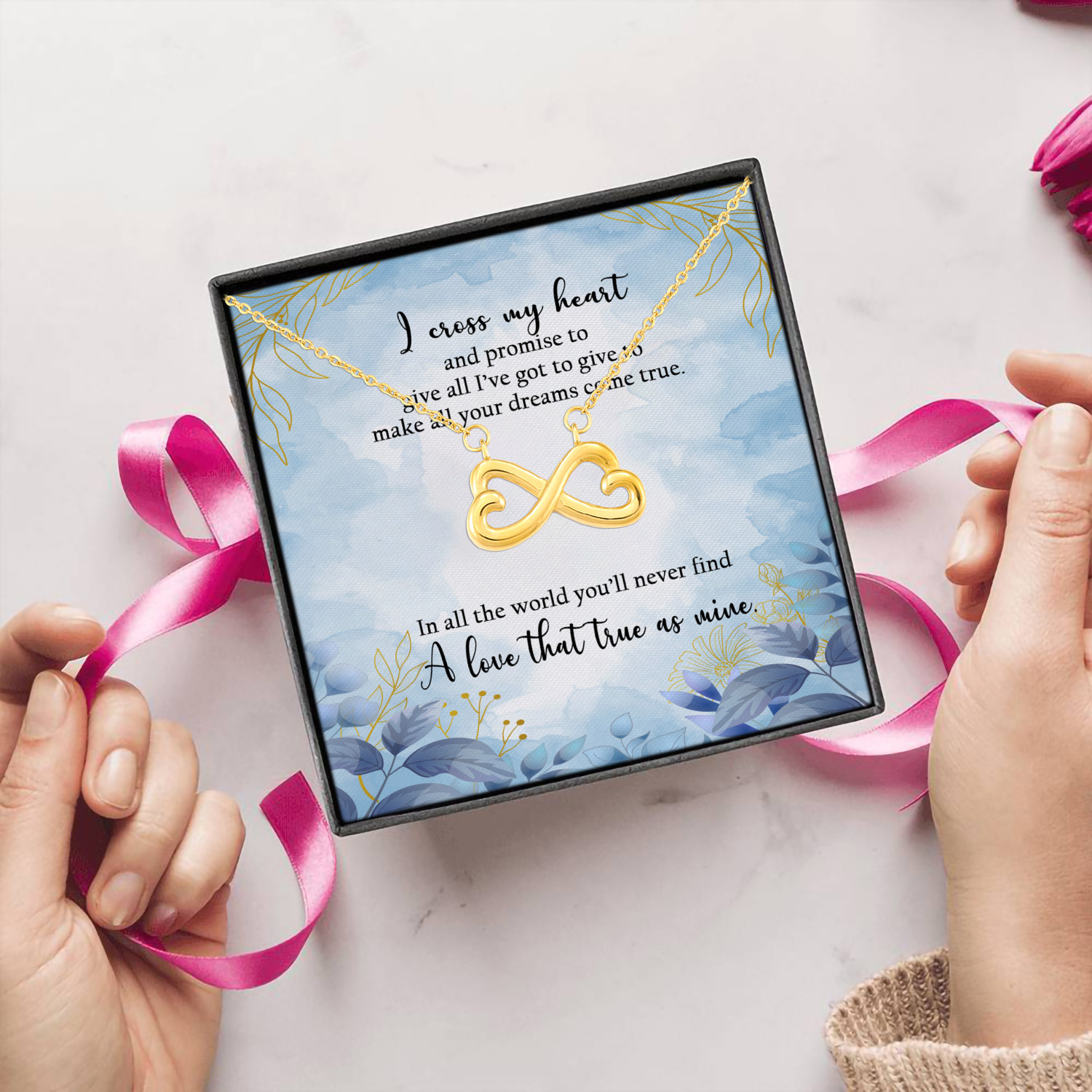 2H. I Cross My Hear(4) Infinity Heart Necklace (Gold) 5