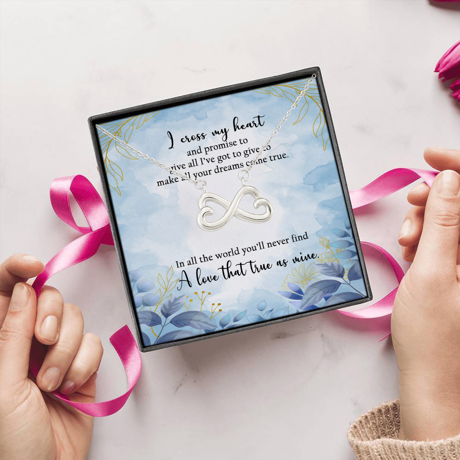 2H. I Cross My Hear(4) Infinity Heart Necklace (Silver) 5