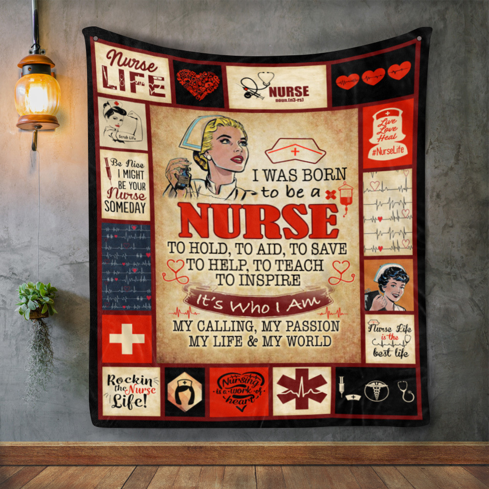2LV. Born To Be Nurse Blanket Mockup 2