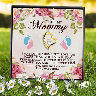 To My Mommy I May Just Be A Bump But I Love You More Forever Love Heart Pendant Necklace