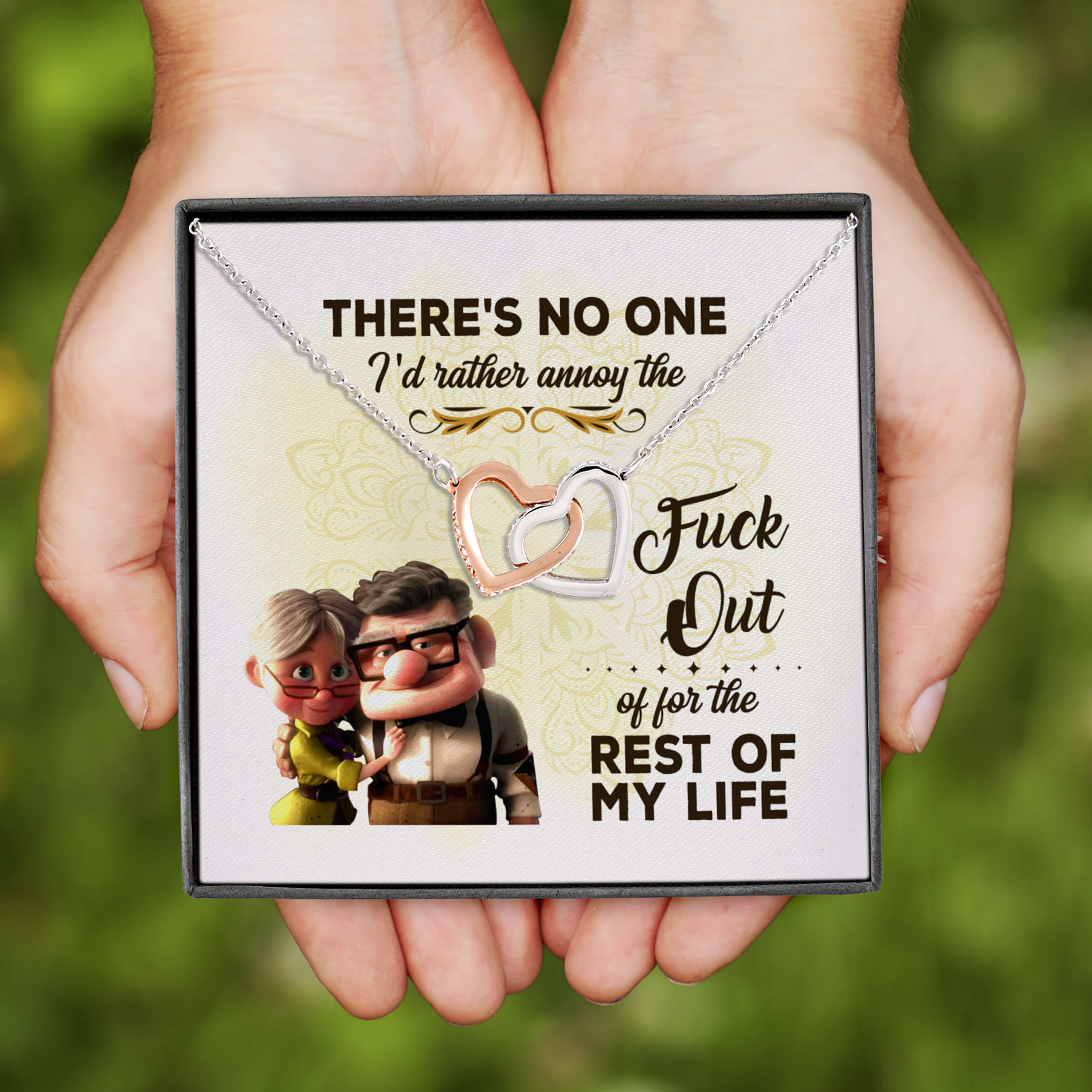 1HP. I'd Rather Annoy card (5) Interlocking Hearts Necklace