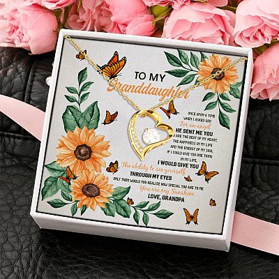 Grandma To My Granddaughter Once Upon A Time I Asked God For An Angel He Sent Me You Forever Love Necklace