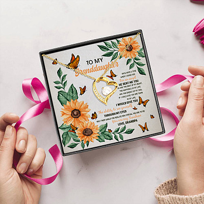 Alternative view of Grandma To My Granddaughter Once Upon A Time I Asked God For An Angel He Sent Me You Forever Love Necklace