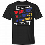 Of Course I'm Perfect I'm Amenian T-Shirt - Armenia Strong T-Shirt - Artsakh Strong T-Shirt, Black, Unisex T-Shirt