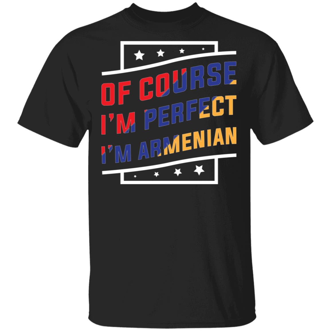 Of Course I'm Perfect I'm Amenian T-Shirt - Armenia Strong T-Shirt - Artsakh Strong T-Shirt, Black, Unisex T-Shirt