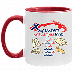 My Favorite Norwegian Food Lefse Warm Lefse Lefse With Butter Accent Mug - Coffee Mug - Lefse Lover Gifts, White/Red, 11 oz. Accent Mug