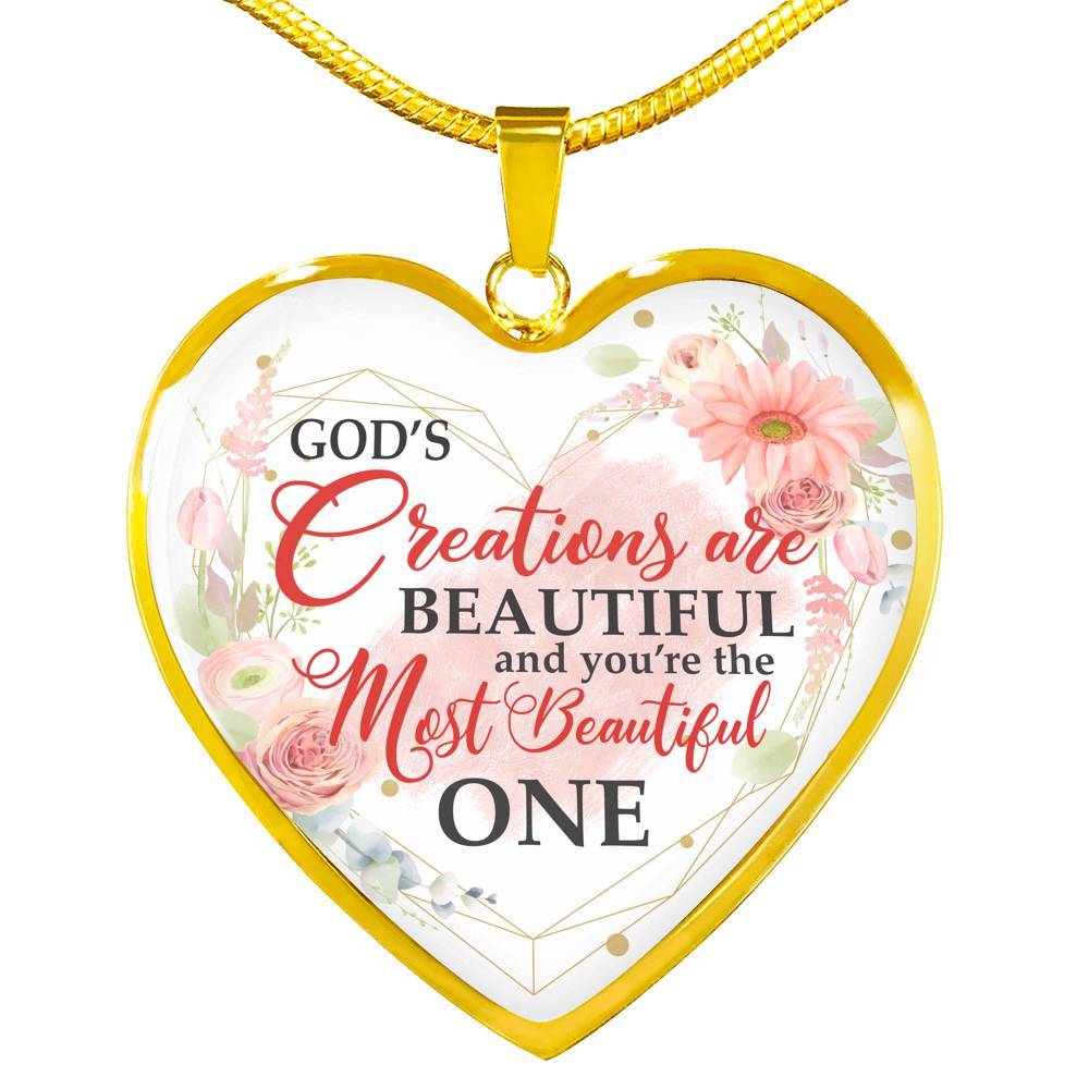 God's Creations Are Beautiful and You're The Most Beautiful One Floral Heart Pendant Necklace - Heart Luxury Necklace (Gold Plated) God's Creations Are Beautiful and You're The Most Beautiful One Floral Heart Pendant Necklace - Heart Luxury Necklace (Gold Plated)