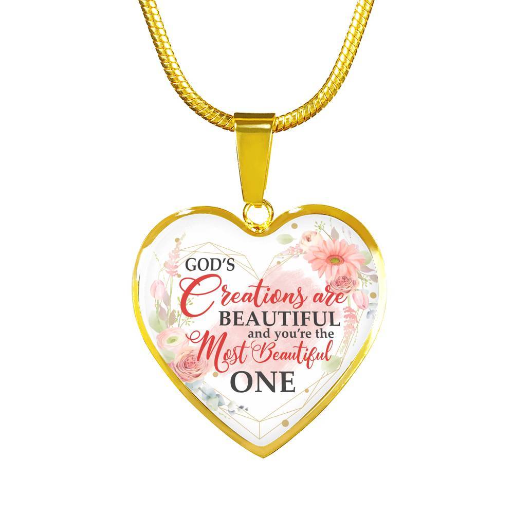 God's Creations Are Beautiful and You're The Most Beautiful One Floral Heart Pendant Necklace - Heart Luxury Necklace (Gold Plated) God's Creations Are Beautiful and You're The Most Beautiful One Floral Heart Pendant Necklace - Heart Luxury Necklace (Gold Plated)