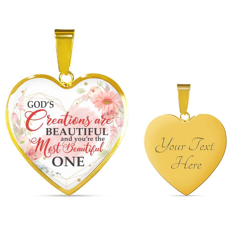 God's Creations Are Beautiful and You're The Most Beautiful One Floral Heart Pendant Necklace - Heart Luxury Necklace (Gold Plated) God's Creations Are Beautiful and You're The Most Beautiful One Floral Heart Pendant Necklace - Heart Luxury Necklace (Gold Plated)