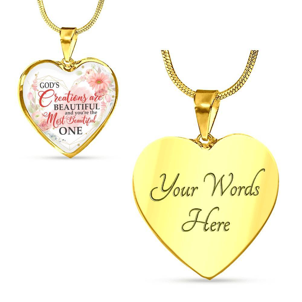 God's Creations Are Beautiful and You're The Most Beautiful One Floral Heart Pendant Necklace - Heart Luxury Necklace (Gold Plated) God's Creations Are Beautiful and You're The Most Beautiful One Floral Heart Pendant Necklace - Heart Luxury Necklace (Gold Plated)