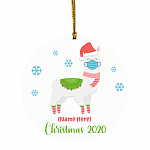 Personalized Llama Christmas Decorative Christmas Ornament - Holiday Flat Circle Ornament Gifts, White, Circle Ornament