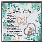 2KT. To My Bonus Sister (5) Interlocking Hearts Necklace White