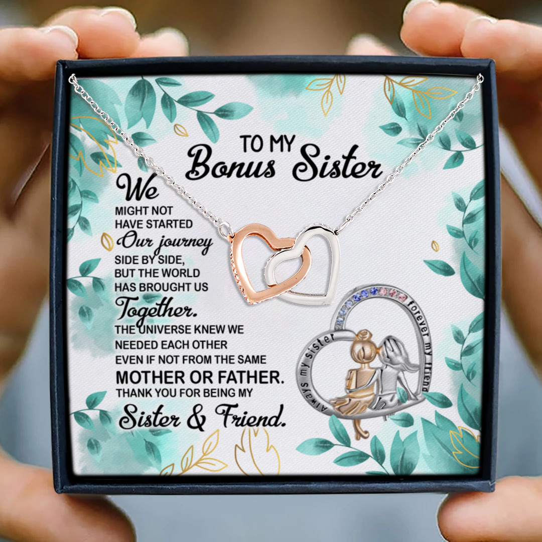 2KT. To My Bonus Sister (5) Interlocking Hearts Necklace 3