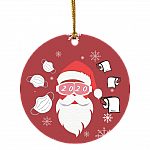 Santa Wearing Mask 2020 Funny Christmas Tree Flat Holiday Circle Ornament, White, Circle Ornament Santa Wearing Mask 2020 Funny Christmas Tree Flat Holiday Circle Ornament, White, Circle Ornament