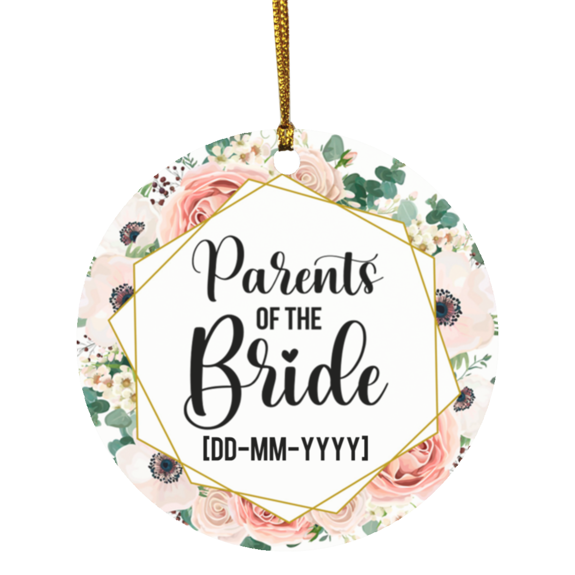 Personalized Parents of the Bride Weeding Gift for Couple Flat Holiday Circle Ornament, White, Circle Ornament Personalized Parents of the Bride Weeding Gift for Couple Flat Holiday Circle Ornament, White, Circle Ornament