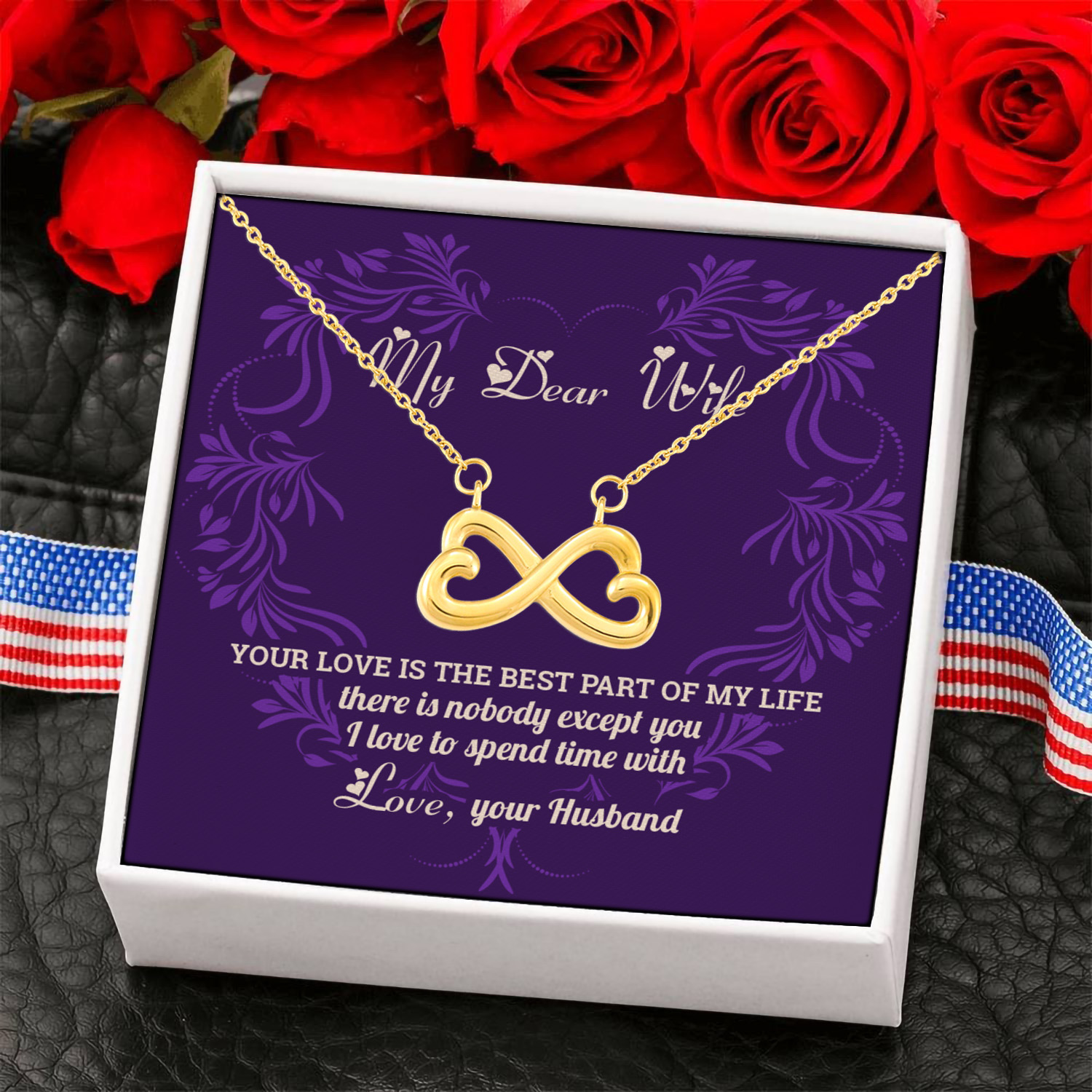 9H. My Dear Wife card (2) Infinity Heart Necklace (Gold) 6