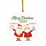 Personalized Santa And Mrs Claus Funny Santa Wearing Mask Christmas Flat Holiday Heart Ornament, White, Circle Ornament Personalized Santa And Mrs Claus Funny Santa Wearing Mask Christmas Flat Holiday Heart Ornament, White, Circle Ornament
