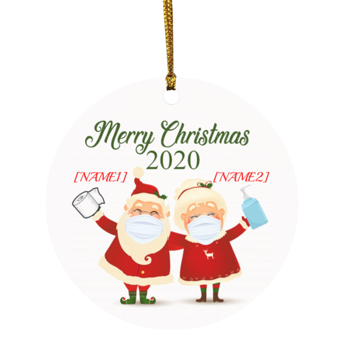 Personalized Santa And Mrs Claus Funny Santa Wearing Mask Christmas Flat Holiday Heart Ornament, White, Circle Ornament Personalized Santa And Mrs Claus Funny Santa Wearing Mask Christmas Flat Holiday Heart Ornament, White, Circle Ornament