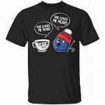 She Loves Me More Funny Crochet And Coffee T-Shirt - Crochet Lover Shirt, Black, Unisex T-Shirt