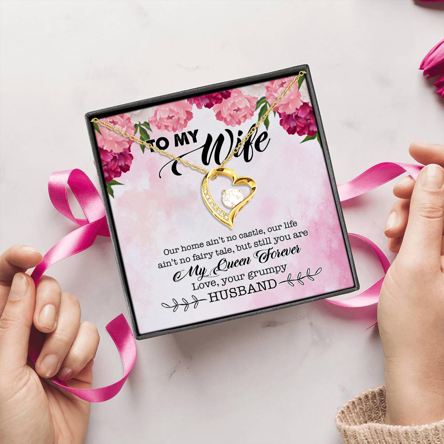 1H. Grumpy Husband - floral (4) Forever Love Necklace (Gold) 5