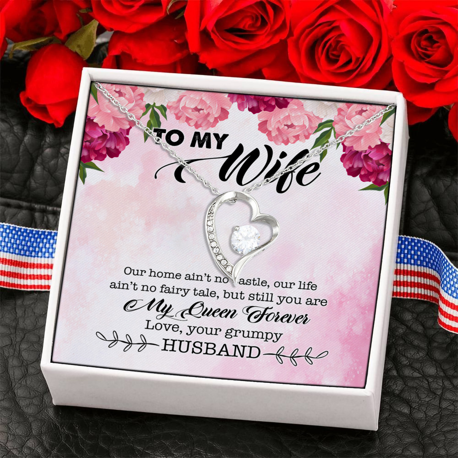 1H. Grumpy Husband - floral (4) Forever Love Necklace (Silver) 6