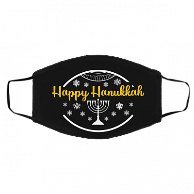 Happy Hanukkah Jewish Holidays 2020 Washable Reusable Custom - Printed Cloth Face Mask Cover, Black, Cloth Face Cover – Medium/Large