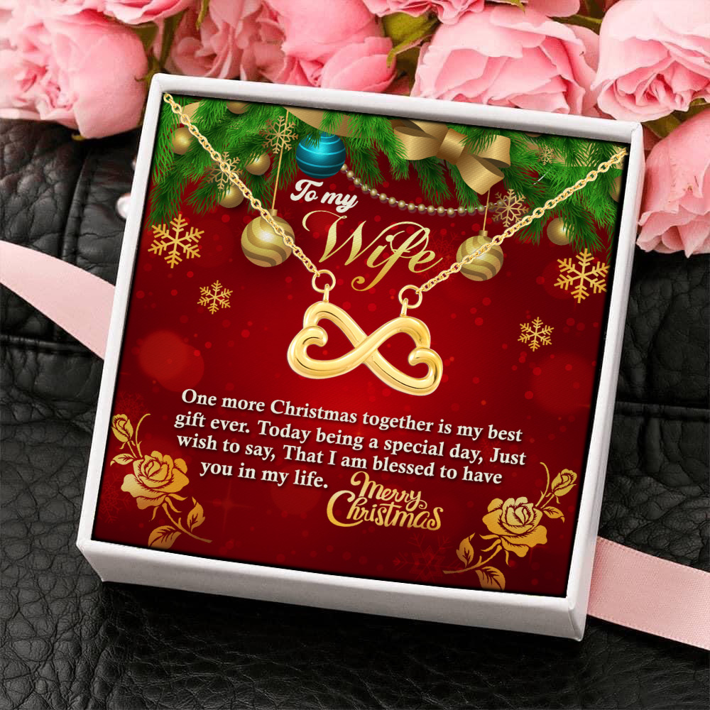 3O. To My Wife Christmas Infinity Heart Necklace (Gold) 4