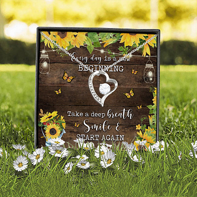Alternative view of Every Day Is A New Beginning Take A Deep Breath Smile And Start Again Forever Love Pendant Necklace