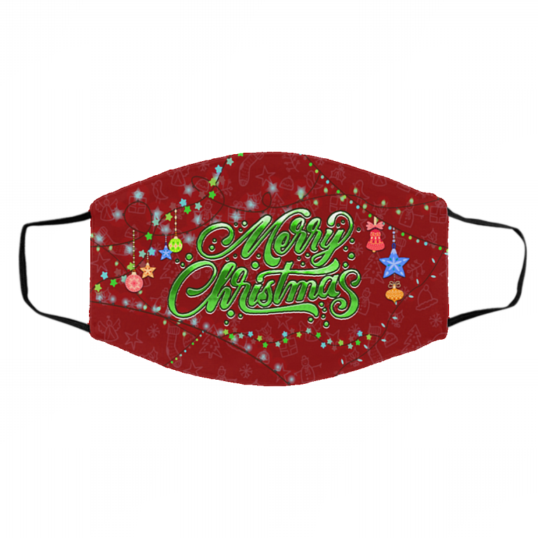 Merry Christmas 2020 Washable Reusable Custom Printed Cloth Face Mask Cover - Quarantine Christmas Face Mask, White, Cloth Face Cover – Medium/Large