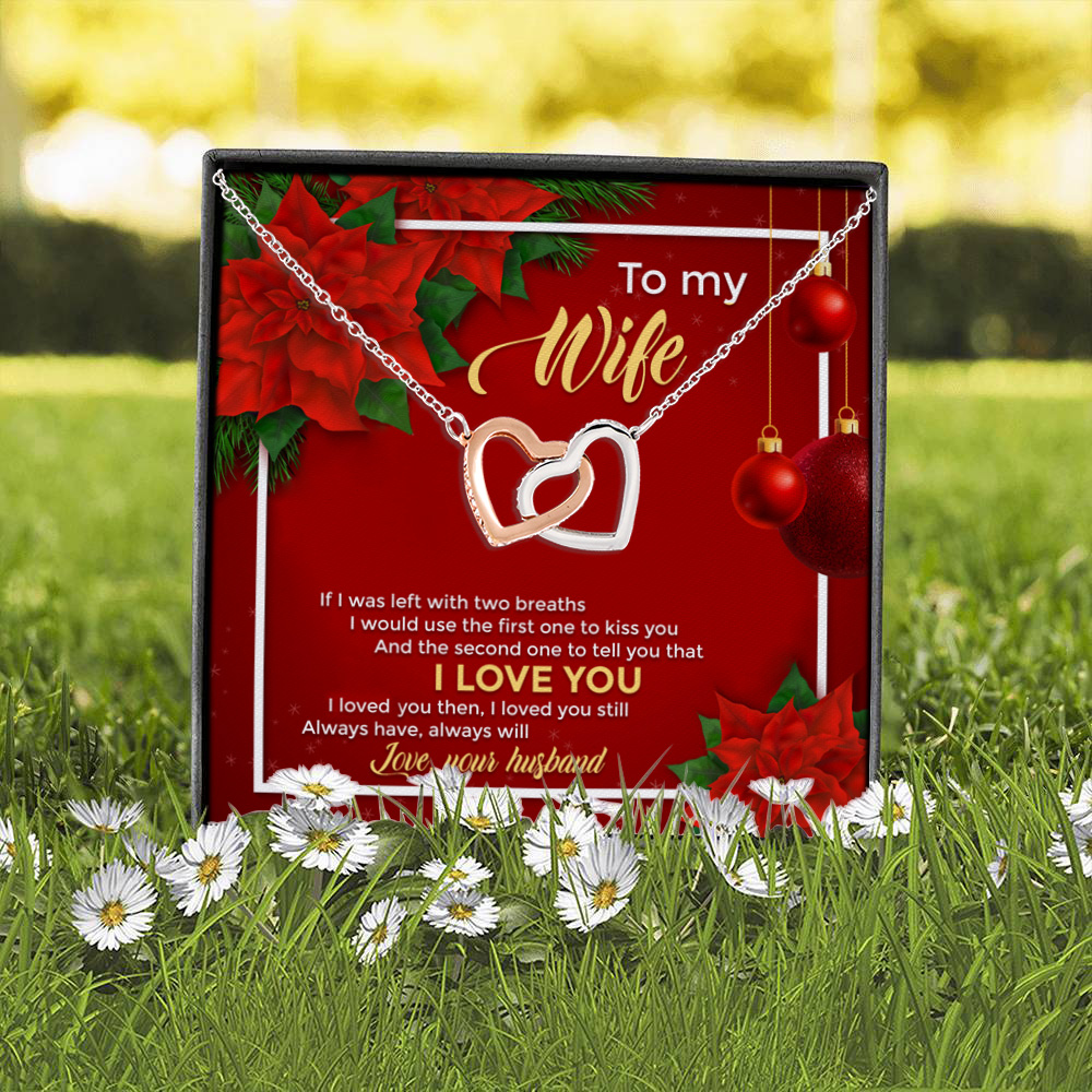 2O. To My Wife Two Breaths Interlocking Hearts Necklace 2