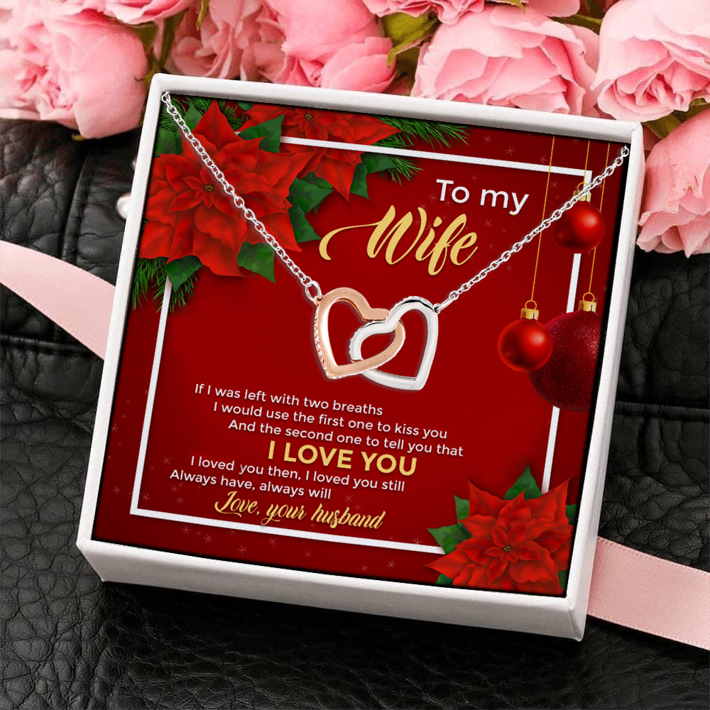 2O. To My Wife Two Breaths Interlocking Hearts Necklace 4