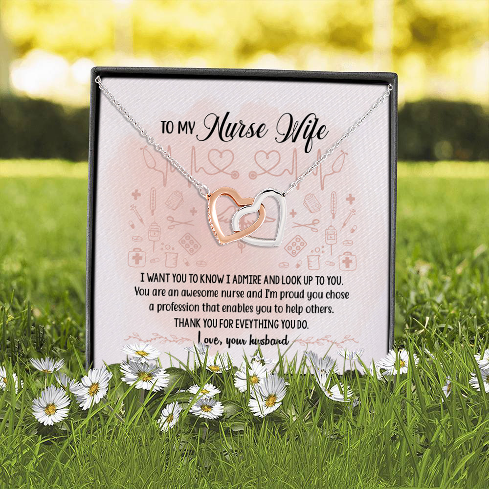4O. To My Nurse Wife card Interlocking Hearts Necklace 2