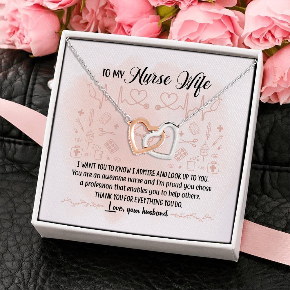 4O. To My Nurse Wife card Interlocking Hearts Necklace 4