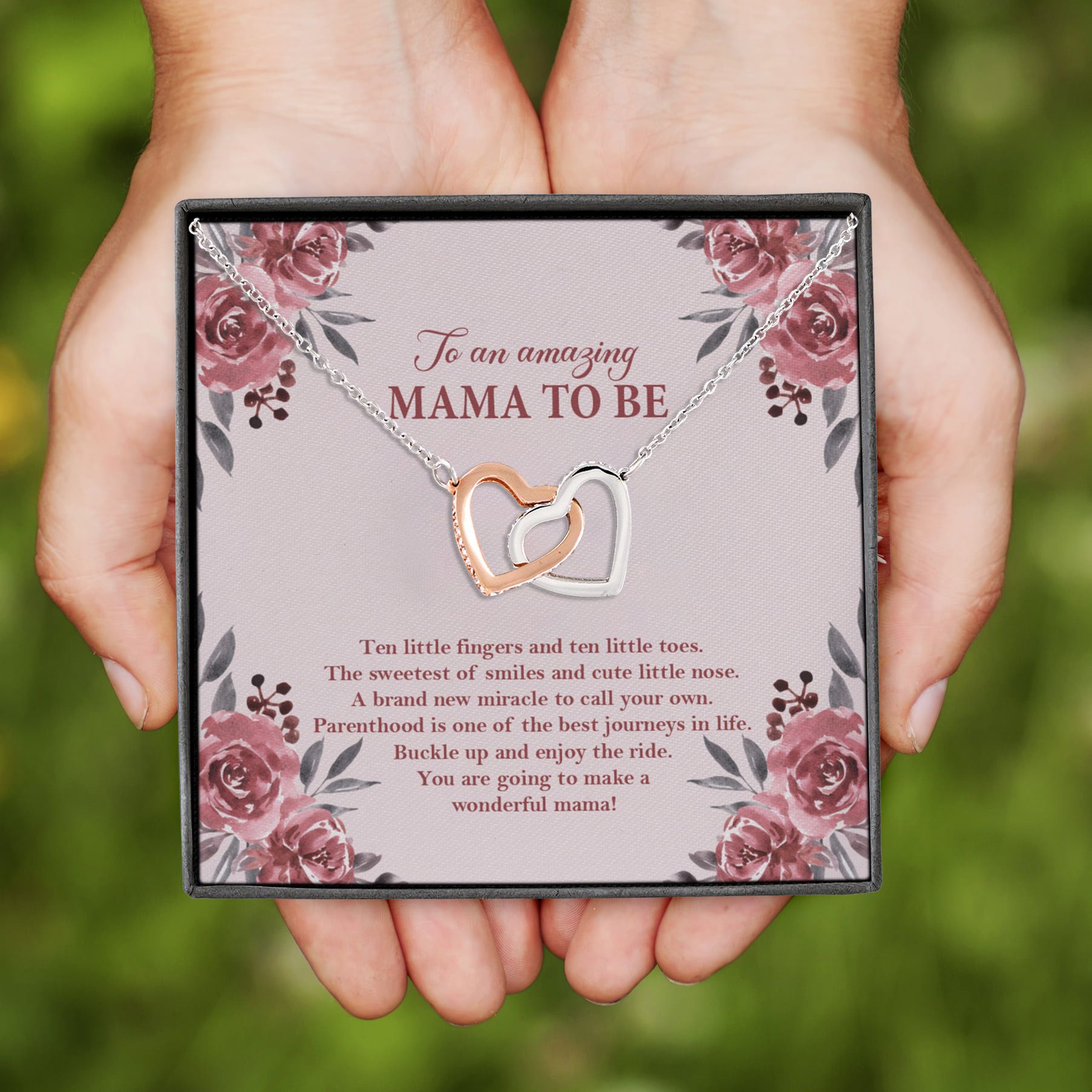 110KNG. Mama to Be Gift (3) Interlocking Hearts Necklace