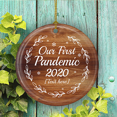 Alternative view of Personalized Our First Pandemic 2020 Funny Couple Holiday Ornament - Quarantine Lockdown Christmas Ornament