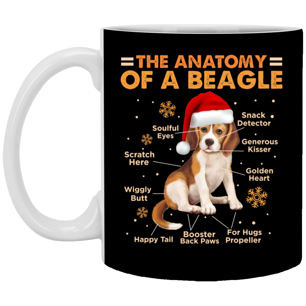 The Anatomy Of A Beagle  Ceramic Coffee Mug - Beer Stein -Water Bottle - Funny Beagle Gift, Black, 11 oz. White Mug The Anatomy Of A Beagle Ceramic Coffee Mug - Beer Stein -Water Bottle - Funny Beagle Gift, Black, 11 oz. White Mug