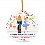 Personalized Our First Christmas Engaged Ballerina Circle Ornament - Christmas Ballet Nutcracker Gift, White, Circle Ornament